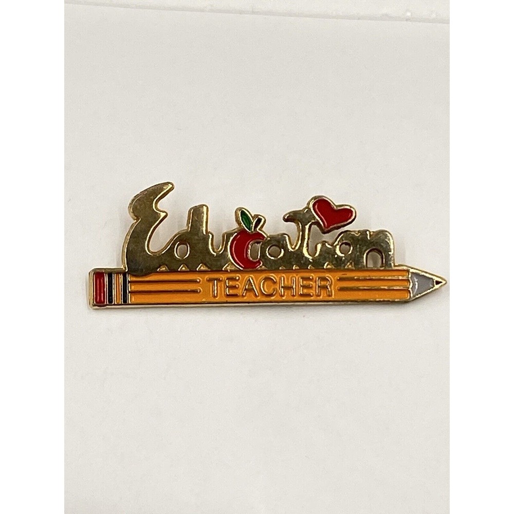 Education Teacher Pencil Shaped Lapel Pin Brooch